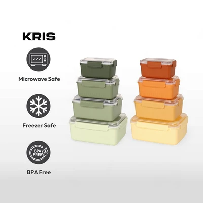 Gambar Kris Set 4 Pcs Wadah Makanan Clip Lock Dengan Vent - Hijau