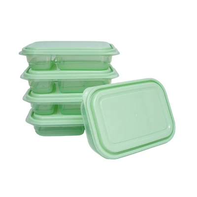 Gambar Picas Milly Wadah Makanan 2 Sekat Rectangle 950 ml Set 5 pcs - Hijau Sage