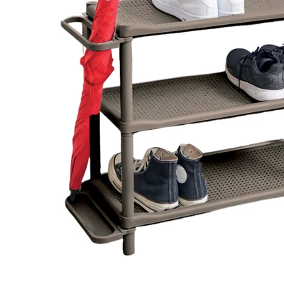 Gambar Stora Rak Sepatu 3 Tingkat Dengan Stand Payung - Cokelat Taupe