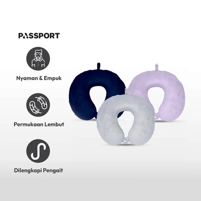 Gambar Passport Bantal Leher Travel Round - Abu-abu