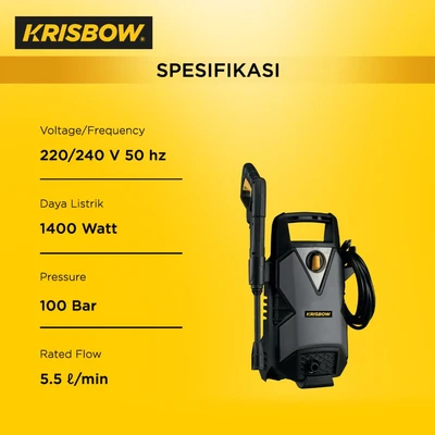 Gambar Krisbow High Pressure Cleaner Home Use 100 Bar 1400 Watt FRHPE100A