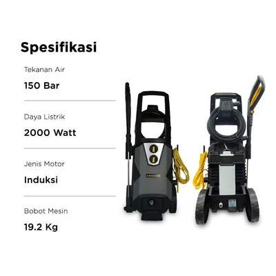 Gambar Krisbow High Pressure Cleaner Home Use 150 Bar 2000 Watt FRHPE150A - Hitam