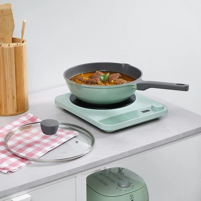Gambar Cooking Color Ziva Wajan Penggorengan Wok Aluminium 26 cm - Hijau
