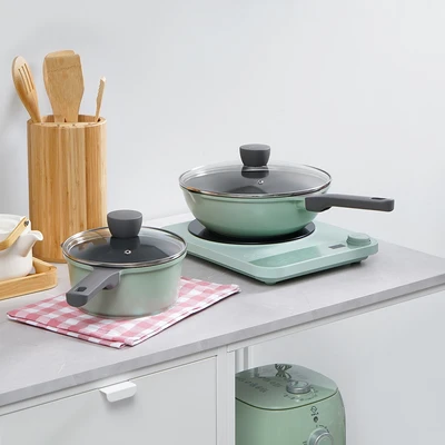 Gambar Cooking Color Ziva Wajan Penggorengan Wok Aluminium 26 cm - Hijau