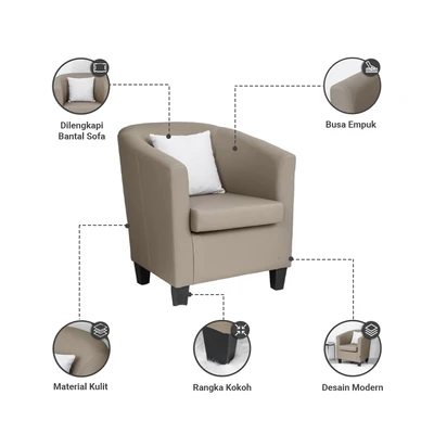 Gambar Informa Lexxy Sofa Kulit 1 Seater - Krem Beige