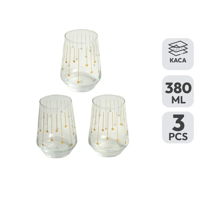 Gambar Delicia Sterne Gelas Kaca Stemless 380 ml Set 3 pcs Transparan