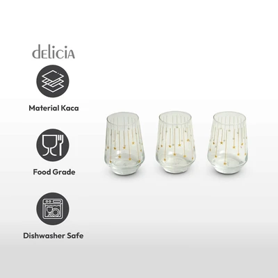 Gambar Delicia Sterne Gelas Kaca Stemless 380 ml Set 3 pcs Transparan