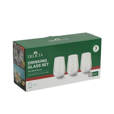 Gambar Delicia Sterne Gelas Kaca Stemless 380 ml Set 3 pcs Transparan