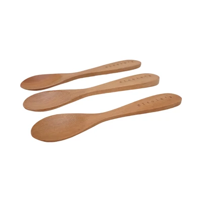Gambar Nicoles Natural Sendok Kayu Mini Spn-001.009 Set 3 pcs - Cokelat