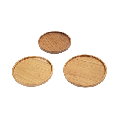 Gambar Nicoles Natural Tatakan Gelas Round 17 cm Kayu Jati - Cokelat