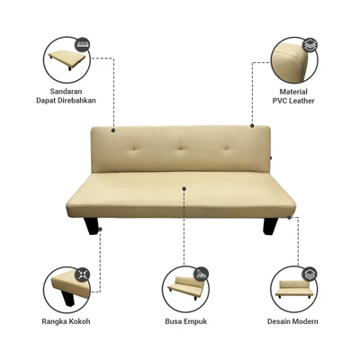 Gambar Informa Oakland Sofa Bed Kulit - Cokelat Cappuccino