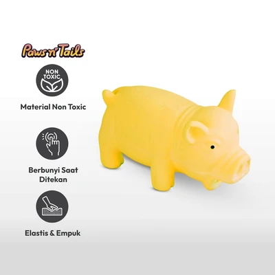 Gambar Paws N Tail Mainan Anjing Latex Squaker Piggy - Kuning