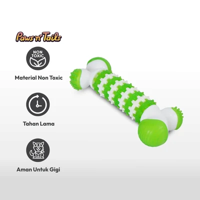 Gambar Paws N Tail Ukuran M Mainan Anjing Tpr Bone Chew - Hijau