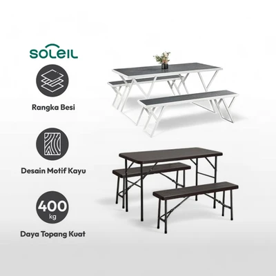 Gambar Soleil Set Meja & Bangku Taman - Hitam