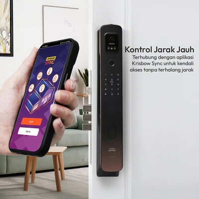 Gambar Krisbow Sync Smart Digital Door Lock Camera Face Id R7 - Hitam