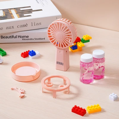 Gambar Ataru Kipas Angin Portable Rechargeable Dengan Gelembung - Pink