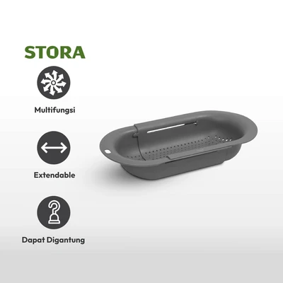 Gambar Stora Rak Saringan Wastafel Dapur Retractable - Abu-Abu