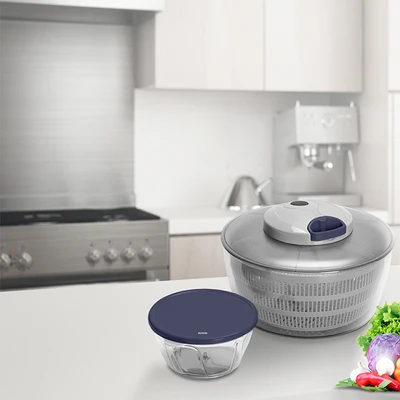 Gambar Kris Pull Chopper & Salad Spinner 4 Liter Set 2 pcs - Abu-Abu