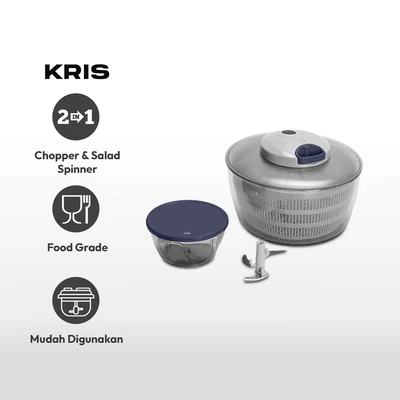 Gambar Kris Pull Chopper & Salad Spinner 4 Liter Set 2 pcs - Abu-Abu