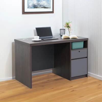 Gambar Informa Moza Meja Kantor 140x70x75 cm - Cokelat Walnut/Abu-Abu