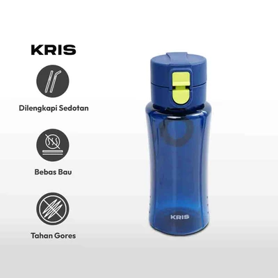 Gambar Kris 450 Ml Botol Minum Tutup Pop Up - Biru Navy