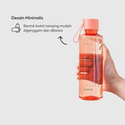 Gambar Picas Nako Botol Minum Plastik 600 ml - Pink Coral