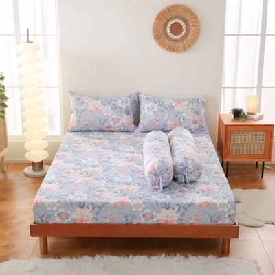 Gambar Sleeplite 180x200 cm Set 5 Pcs Seprai King Microfiber Flower Zoe