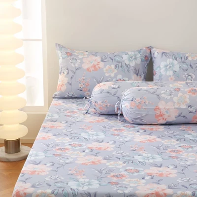Gambar Sleeplite 180x200 cm Set 5 Pcs Seprai King Microfiber Flower Zoe