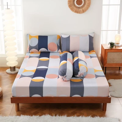 Gambar Sleeplite 180x200 cm Set 5 Pcs Seprai King Microfiber Abstrak Juno