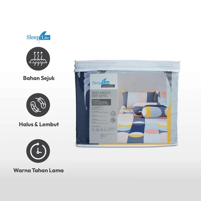 Gambar Sleeplite 180x200 cm Set 5 Pcs Seprai King Microfiber Abstrak Juno