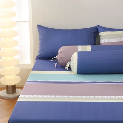 Gambar Sleeplite 180x200 cm Set 5 Pcs Seprai King Microfiber Stripe Sky