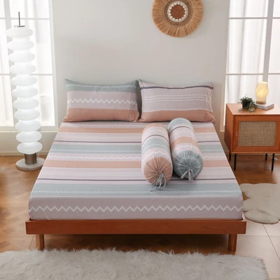 Gambar Sleeplite 180x200 cm Set 5 Pcs Seprai King Microfiber Stripe Zen