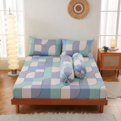Gambar Sleeplite 160x200 cm Set 5 Pcs Seprai Queen Microfiber Abstr Dna