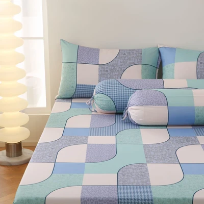 Gambar Sleeplite 160x200 cm Set 5 Pcs Seprai Queen Microfiber Abstr Dna