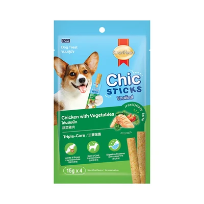 Gambar SmartHeart Camilan Anjing All Life Stages Chic Stick Chicken & Vegetables 15 grx4 pcs