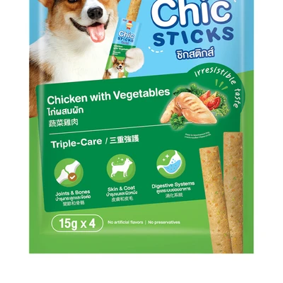 Gambar SmartHeart Camilan Anjing All Life Stages Chic Stick Chicken & Vegetables 15 grx4 pcs