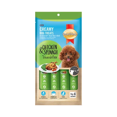 Gambar SmartHeart Camilan Anjing All Life Stages Small Creamy Chicken & Spinach 4 pcsx15 gr
