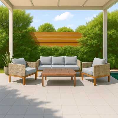 Gambar Soleil Solaura Set Kursi & Meja Teras - Abu-Abu/Cokelat