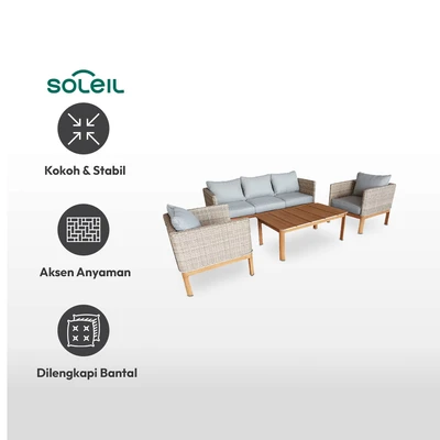 Gambar Soleil Solaura Set Kursi & Meja Teras - Abu-Abu/Cokelat