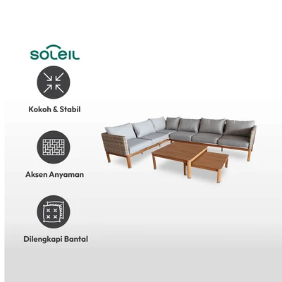 Gambar Soleil Havana Set Kursi & Meja Teras - Abu-Abu/Cokelat