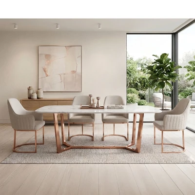 Gambar Informa Heline Meja Makan Marble - Putih
