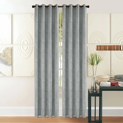 Gambar Informa Gorden Crepe Leaves 140x250 cm Set 2 pcs - Abu-Abu