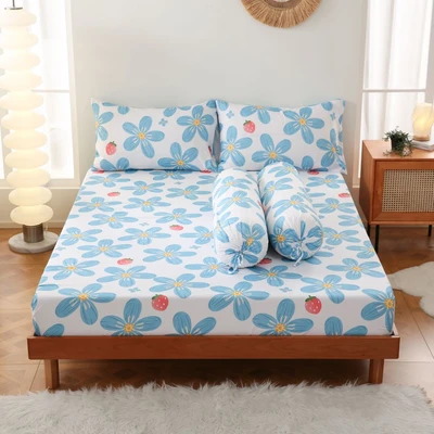 Gambar Sleeplite 180x200 cm Set 5 Pcs Seprai King Microfiber Flower Abby