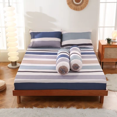 Gambar Sleeplite 180x200 cm Set 5 Pcs Seprai King Microfiber Stripe Bora