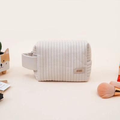 Gambar Ataru Pouch Kosmetik PU Boxy - Krem Beige