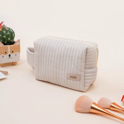 Gambar Ataru Pouch Kosmetik PU Boxy - Krem Beige
