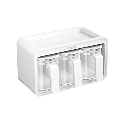 Gambar Kris Tempat Bumbu Dapur Plastik 400 ml Set 3 Pcs - Putih