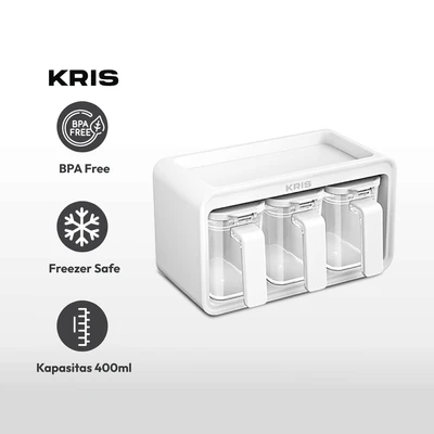 Gambar Kris Tempat Bumbu Dapur Plastik 400 ml Set 3 Pcs - Putih