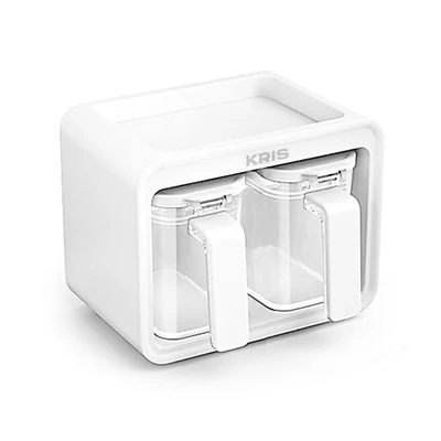 Gambar Kris Tempat Bumbu Dapur Plastik 400 ml Set 2 Pcs - Putih
