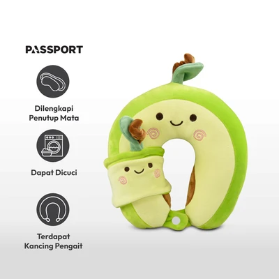 Gambar Passport Bantal Leher Anak Avocado Dengan Penutup Mata